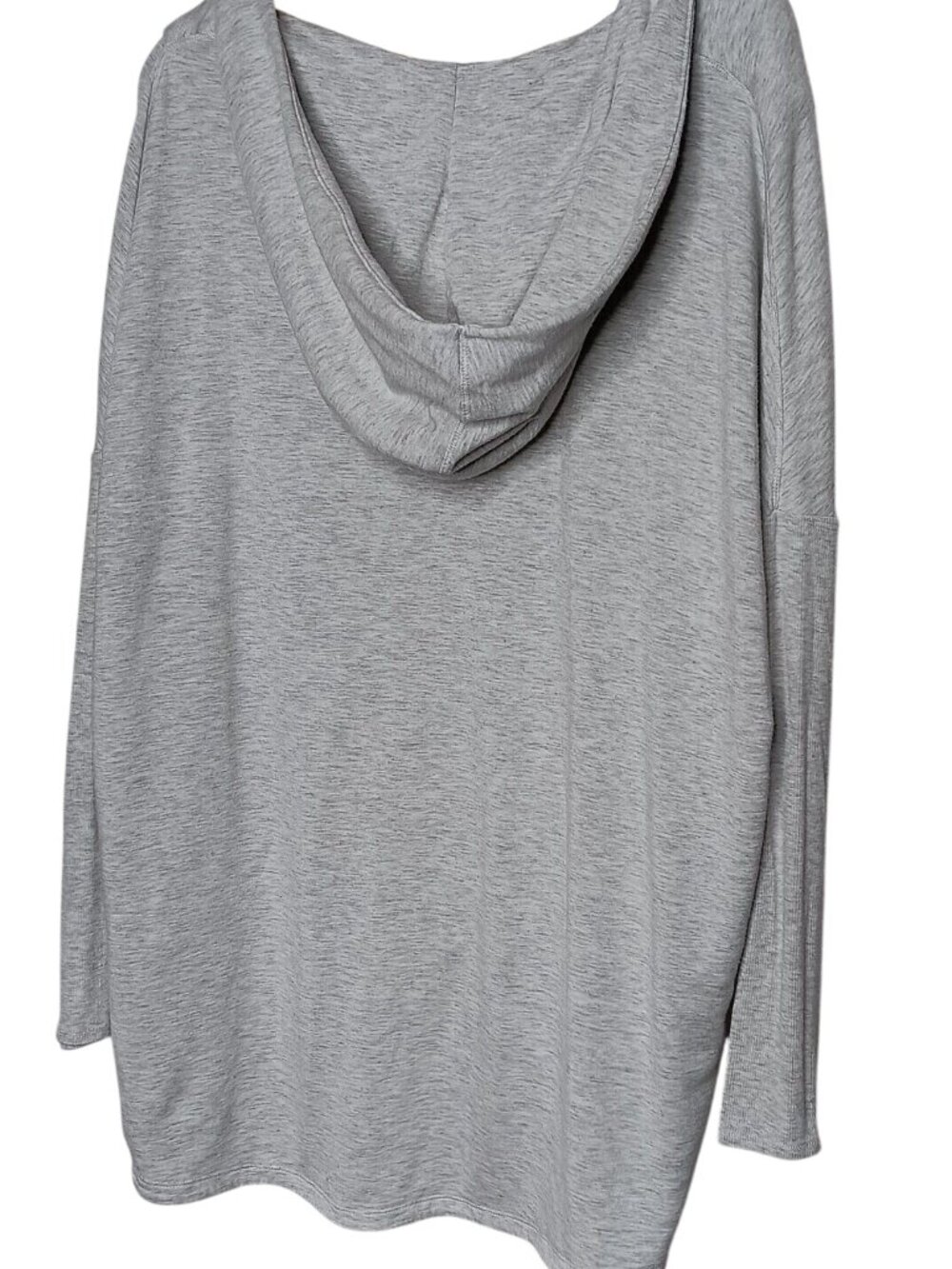 Athleta Purana Wrap Sweatshirt Large Gray Heather Ribbed Long Sleeve Top - Picture 2 of 15